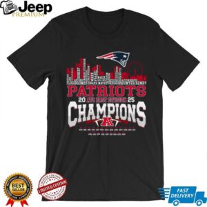 New England Patriots AFC East Division Champions 2025 Skyline Roster T Shirt