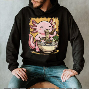 Kawaii Axolotl Eating Ramen Noodles Japanese Aesthetic T Shirt