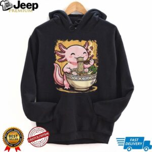 Kawaii Axolotl Eating Ramen Noodles Japanese Aesthetic T Shirt