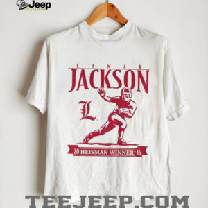 Lamar Jackson Heisman Winner Trophy Louisville Cardinals football shirt Lamar Jackson Heisman Winner Trophy Louisville Cardinals football shirt