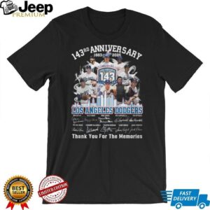 Los Angeles Dodgers 143rd Anniversary 1883 2026 Players Signatures Thank You For The Memories T Shirt