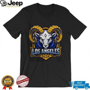 Los Angeles Football Rams Head Mascot T Shirt Blue And Gold Fan Gear