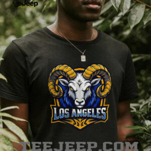 Los Angeles Football Rams Head Mascot T Shirt Blue And Gold Fan Gear
