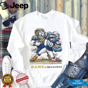 Los Angeles Rams vs Seattle Seahawks Stiff Arm Mascot Battle T Shirt