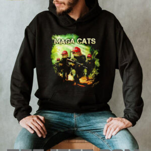 MAGA Cats Patriotic Military Felines Red Hat Graphic Tee