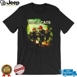 MAGA Cats Patriotic Military Felines Red Hat Graphic Tee