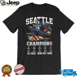 Men's Nike College Navy Seattle Seahawks 2025 NFC West Division Champions Locker Room Trophy Collection T Shirt