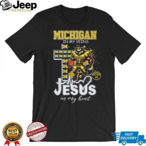 Michigan In My Veins Jesus In My Heart Wolverine Basketball T Shirt