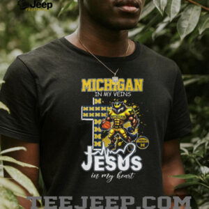 Michigan In My Veins Jesus In My Heart Wolverine Basketball T Shirt