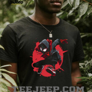 Miles Morales Spider Man Graffiti Style Red & Black Action T Shirt