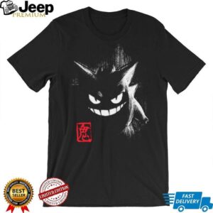 Minimalist Gengar Shadow Ink Wash Japanese Style Shirt