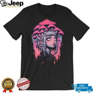 Mushroom Head Anime Girl Surreal Psychedelic Art Acid Wash Tee Mushroom Head Anime Girl Surreal Psychedelic Art Acid Wash Tee