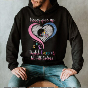 Never Give Up Fight Cancer In All Colors Diamond Heart Awareness Shirt