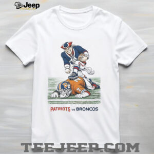New England Patriots vs Denver Broncos Mascot Rivalry Football T Shirt