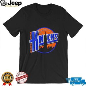 New York Knicks Empire State Building Skyline Basketball Navy T Shirt
