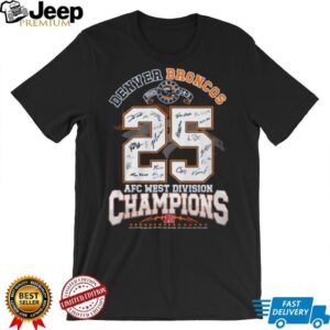 Official Denver Broncos 2025 Division Champions Commemorative T Shirt Official Denver Broncos 2025 Division Champions Commemorative T Shirt