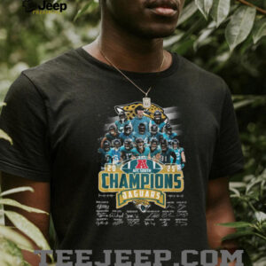 Official Jacksonville Jaguars NFL AFC South Champions 2025 Players And Coach Signatures Shirt Official Jacksonville Jaguars NFL AFC South Champions 2025 Players And Coach Signatures Shirt