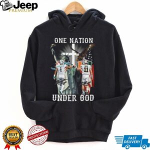 One Nation Under God Tua Tagovailoa & Jake Beck Dolphins T Shirt One Nation Under God Tua Tagovailoa & Jake Beck Dolphins T Shirt