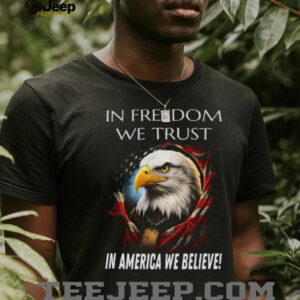 Patriotic American Eagle “In Freedom We Trust” Black T Shirt