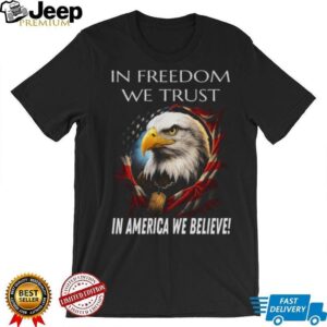 Patriotic American Eagle “In Freedom We Trust” Black T Shirt