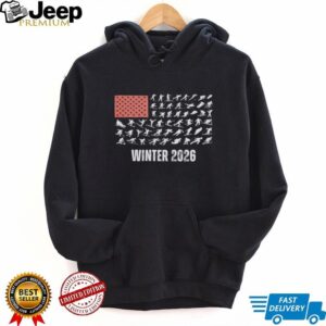 Patriotic USA Winter Sports 2026 USA flag Winter Skier Snowboarder shirt