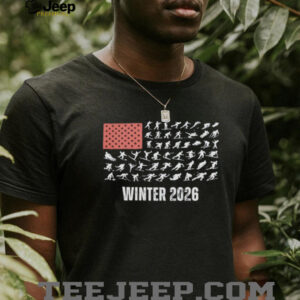 Patriotic USA Winter Sports 2026 USA flag Winter Skier Snowboarder shirt