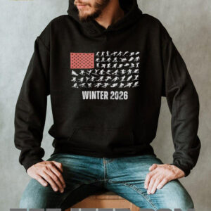 Patriotic USA Winter Sports 2026 USA flag Winter Skier Snowboarder shirt