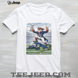 Patriots vs Seahawks Super Bowl LX Victory Cartoon Graphic T Shirt