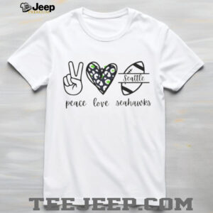 Peace Love Seahawks Seattle Football Fan Leopard Print Heart T Shirt