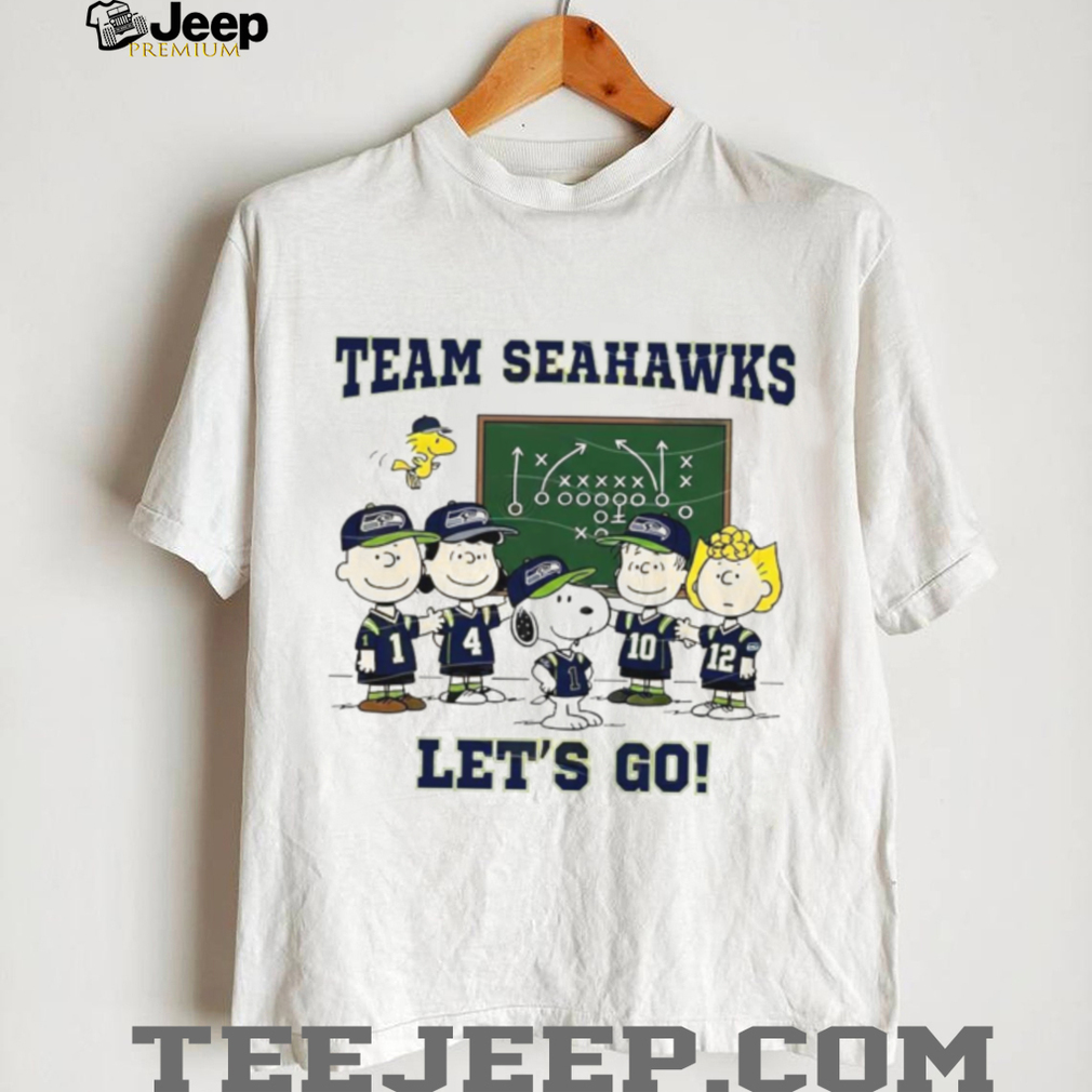 Peanuts Gang Team Seahawks “Let’s Go!” Football Playbook T Shirt Peanuts Gang Team Seahawks “Let’s Go!” Football Playbook T Shirt