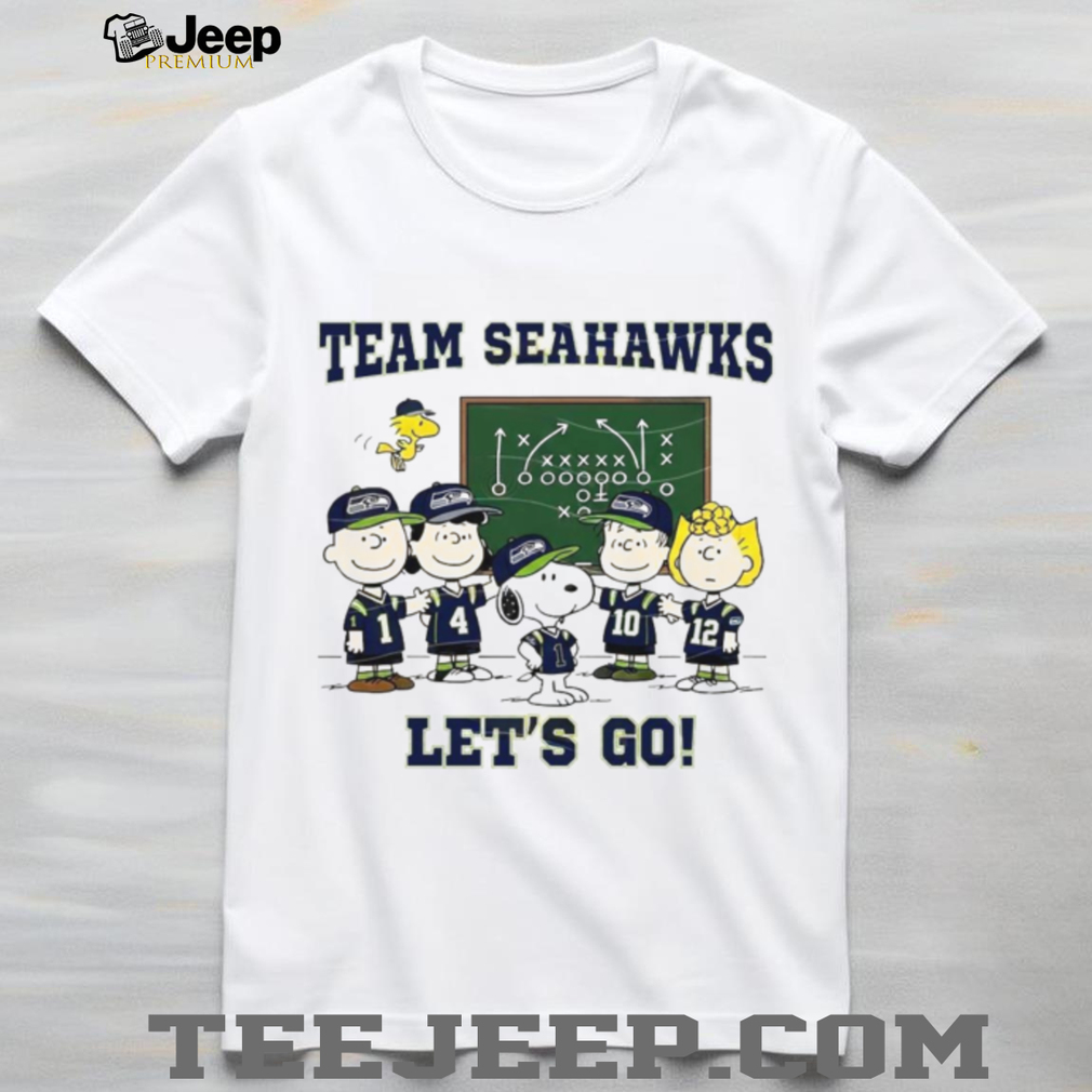 Peanuts Gang Team Seahawks “Let’s Go!” Football Playbook T Shirt Peanuts Gang Team Seahawks “Let’s Go!” Football Playbook T Shirt