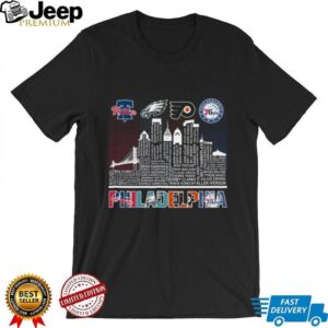 Philadelphia Skyline & Team Logos T Shirt Philadelphia Skyline & Team Logos T Shirt