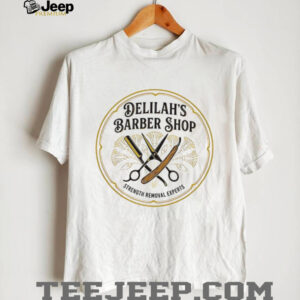 Philistine Delilah barbershop strength removal experts logo shirt