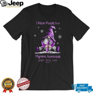 Purple Gnome Migraine Awareness Peace Love Cure Support T Shirt Purple Gnome Migraine Awareness Peace Love Cure Support T Shirt