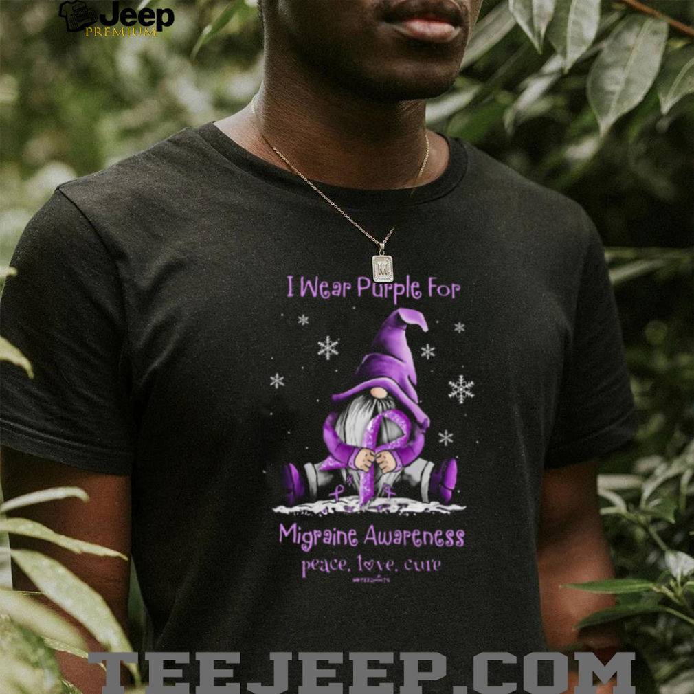 Purple Gnome Migraine Awareness Peace Love Cure Support T Shirt Purple Gnome Migraine Awareness Peace Love Cure Support T Shirt