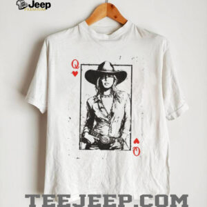 Queen of Hearts Cowgirl Playing Card T Shirt Western Style Country Graphic