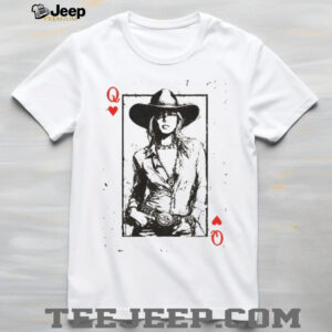 Queen of Hearts Cowgirl Playing Card T Shirt Western Style Country Graphic