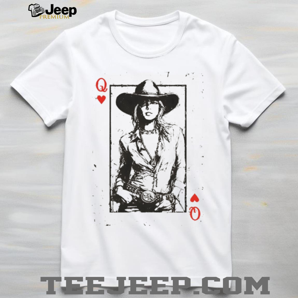 Queen of Hearts Cowgirl Playing Card T Shirt Western Style Country Graphic Queen of Hearts Cowgirl Playing Card T Shirt Western Style Country Graphic