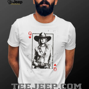 Queen of Hearts Cowgirl Playing Card T Shirt Western Style Country Graphic