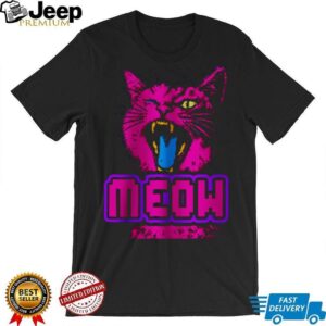 Retro 90s Neon Pink Angry Cat “MEOW” Cyberpunk Aesthetic Oversized T Shirt Retro 90s Neon Pink Angry Cat “MEOW” Cyberpunk Aesthetic Oversized T Shirt