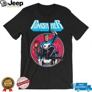 Retro Comic Style “Punish Her” Vigilante Graphic Muscle T shirt Retro Comic Style “Punish Her” Vigilante Graphic Muscle T shirt