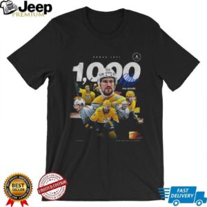 Roman Josi 1000 games Nashville Predators hockey NHL Games graphic signature shirt Roman Josi 1000 games Nashville Predators hockey NHL Games graphic signature shirt