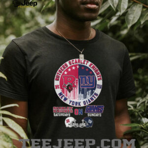 Rutgers Scarlet Knights and New York Giants Split Logo T Shirt Rutgers Scarlet Knights and New York Giants Split Logo T Shirt