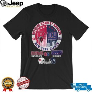Rutgers Scarlet Knights and New York Giants Split Logo T Shirt