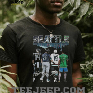 Sam Darnold Cal Raleigh Jared McCann Cristian Roldan Seattle City Skyline signatures shirt