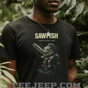 Sawfish Horror Parody T Shirt “I Want To Play A Gill” Puppet Fish Design