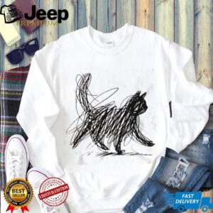 Scribble Cat Minimalist Sketch Hand Drawn Art T Shirt