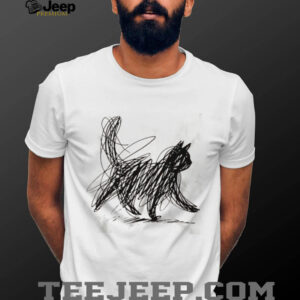 Scribble Cat Minimalist Sketch Hand Drawn Art T Shirt