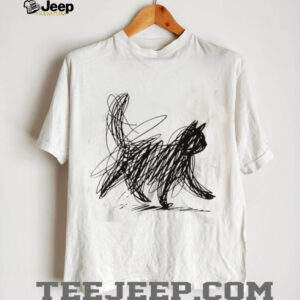 Scribble Cat Minimalist Sketch Hand Drawn Art T Shirt