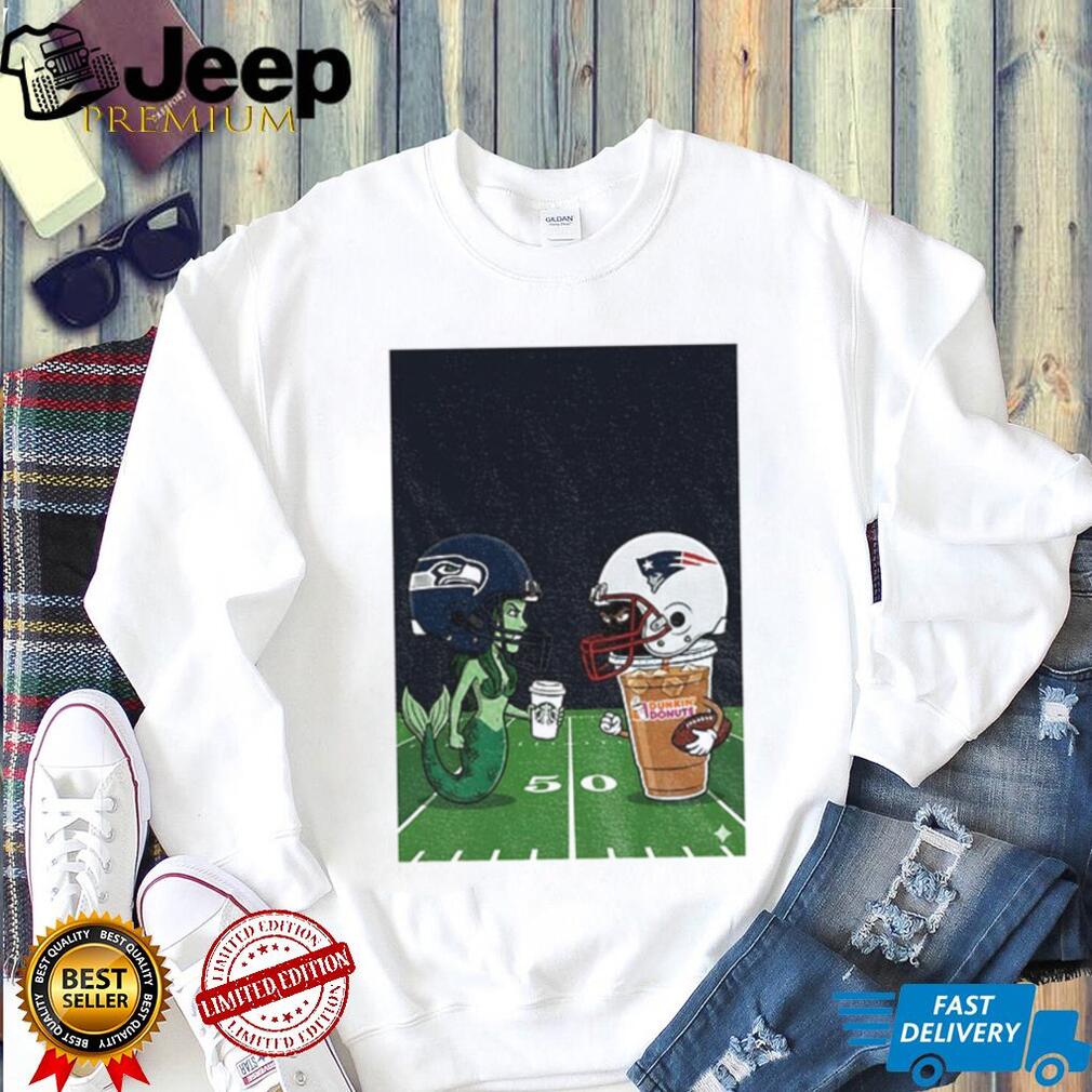 Seahawks vs Patriots Mermaid vs Dunkin’ Donuts Coffee Rivalry Football T Shirt Seahawks vs Patriots Mermaid vs Dunkin’ Donuts Coffee Rivalry Football T Shirt